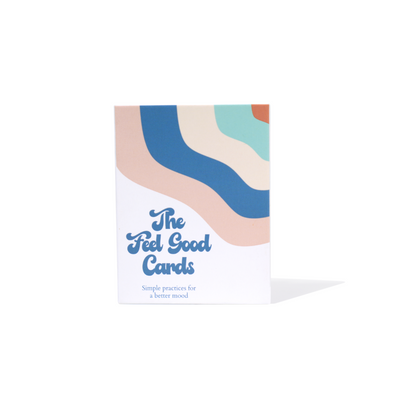 Card with wavy design and 'The Feel Good Cards' text on a white background